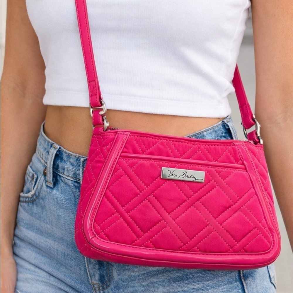 Barbiecore Fuchsia Pink Quilted Crossbody Y2K Mini Shoulder Bag Girly Glam NWOT